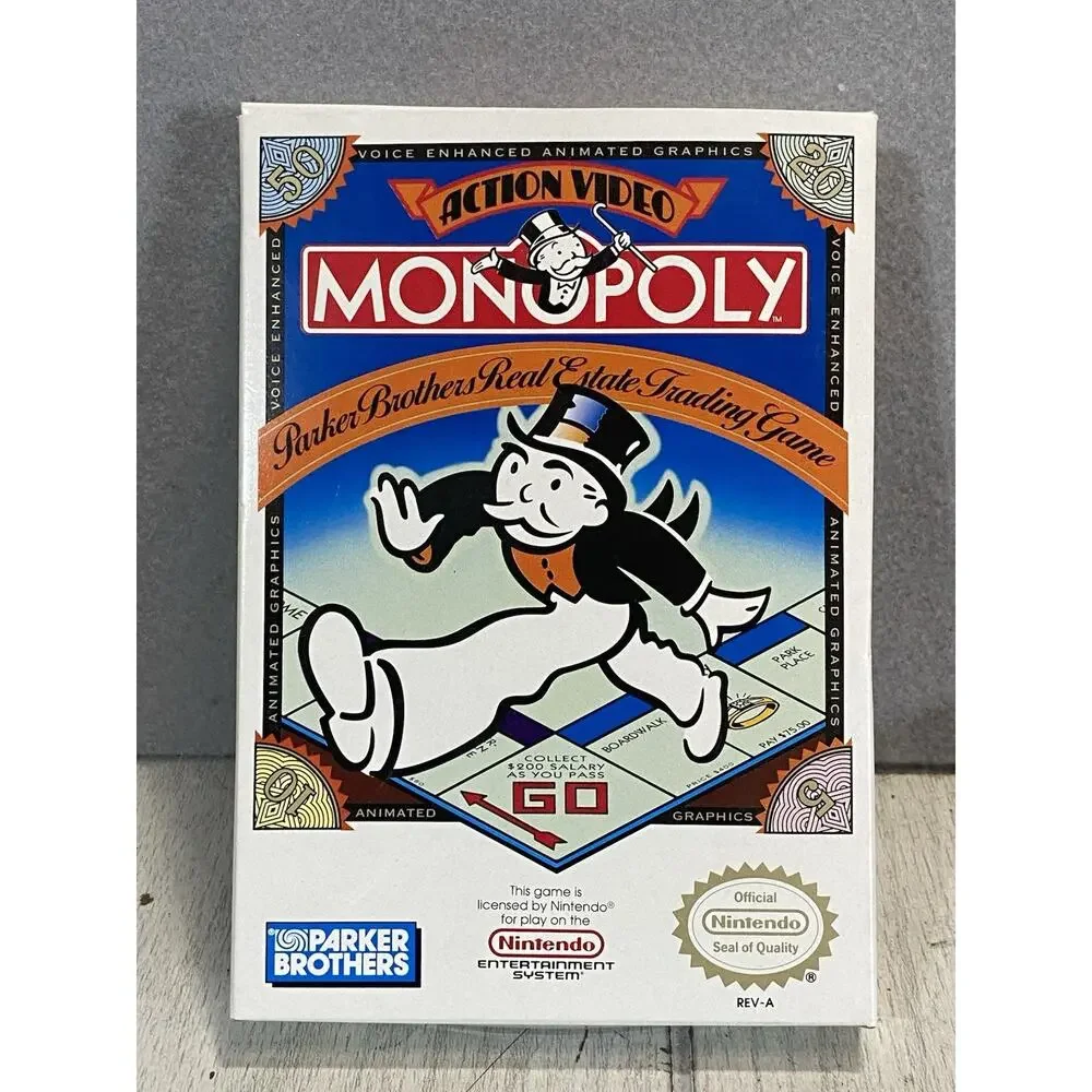 Monopoly Nintendo NES Game With Box and Map